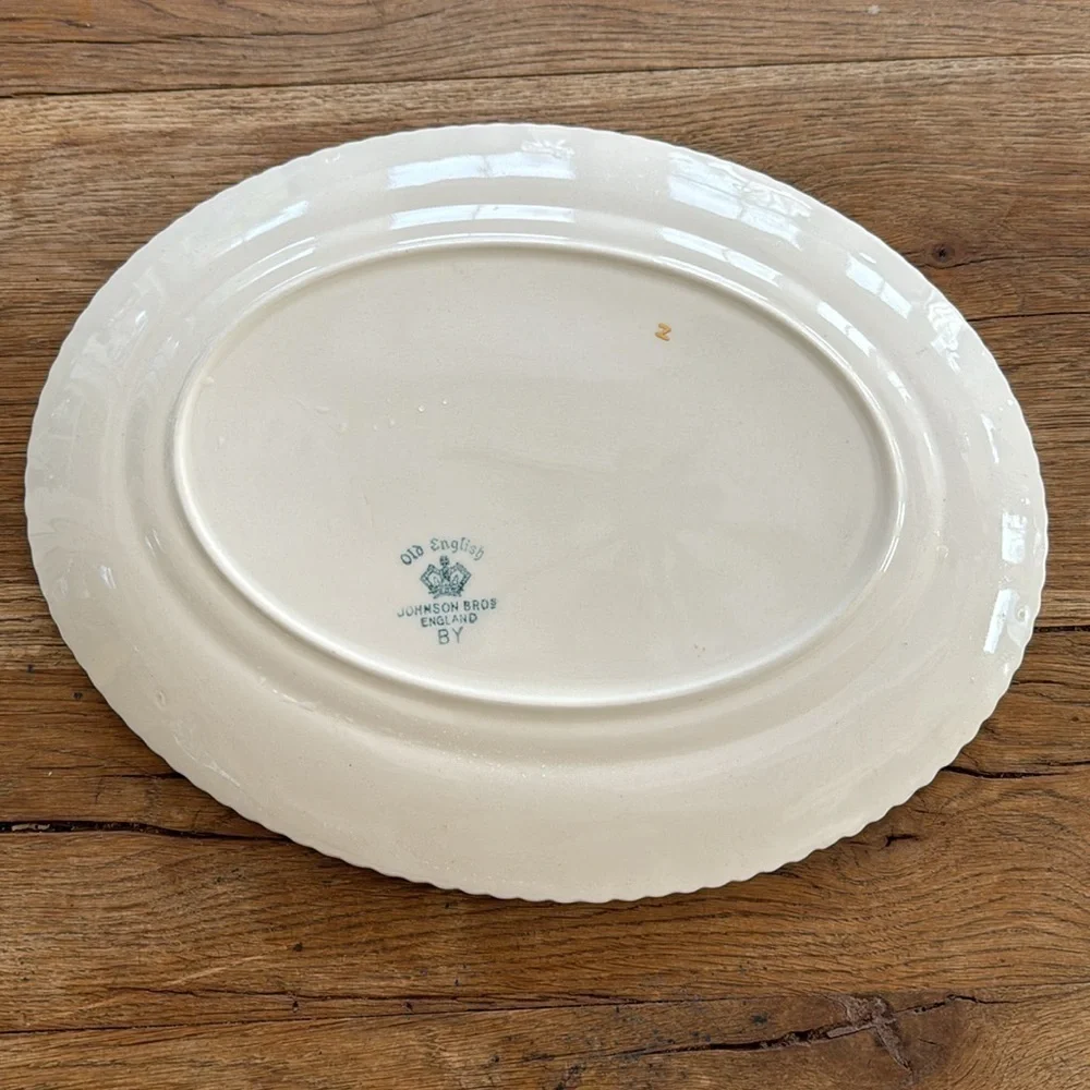Vintage HTF Johnson Bros. Belvedere plate, Stamped Old English 11x9